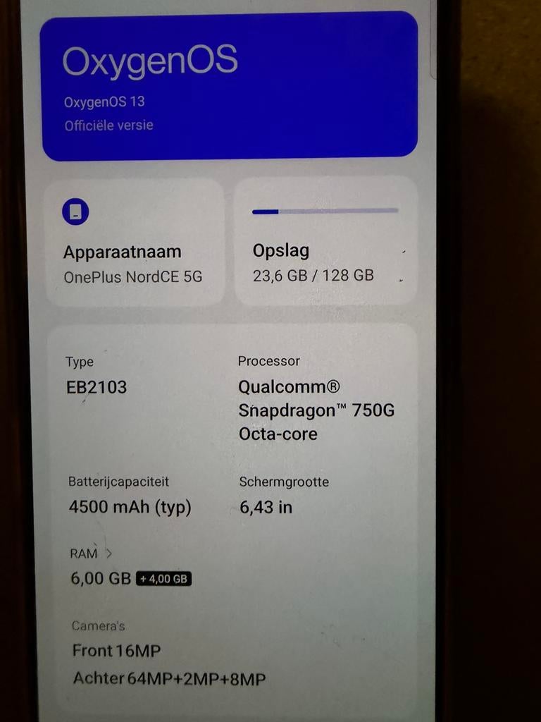 OnePlus Nord CE 5G in goede staat, Telecommunicatie, Ophalen, Zo goed als nieuw, 128 GB