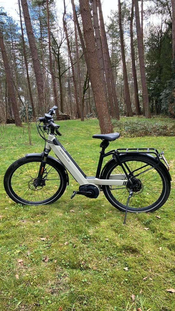 Riese & Muller met fietstas, Fietsen en Brommers, Elektrische fietsen, Gebruikt, Riese & Müller, 30 tot 50 km per accu, Ophalen