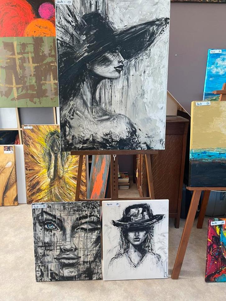 Moderne zwart wit schilderijen Mk Art, Antiek en Kunst, Kunst | Schilderijen | Modern, Ophalen of Verzenden