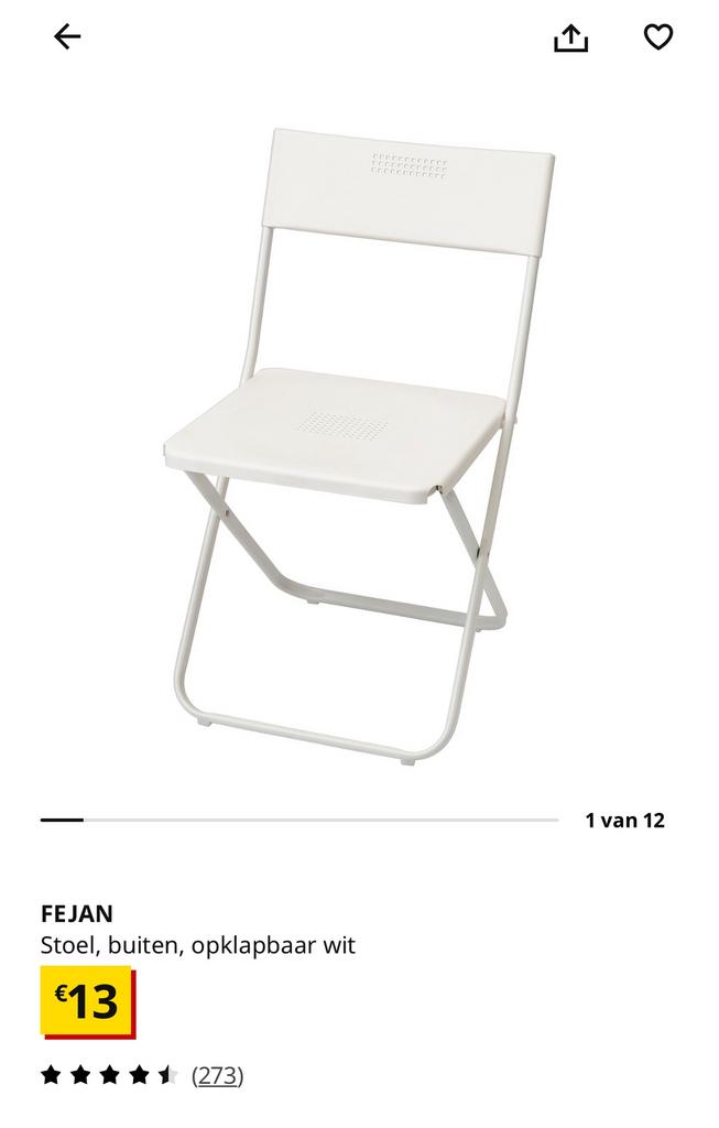 Witte klapstoelen te koop 45 stuks!, Tuin en Terras, Ophalen, Zo goed als nieuw