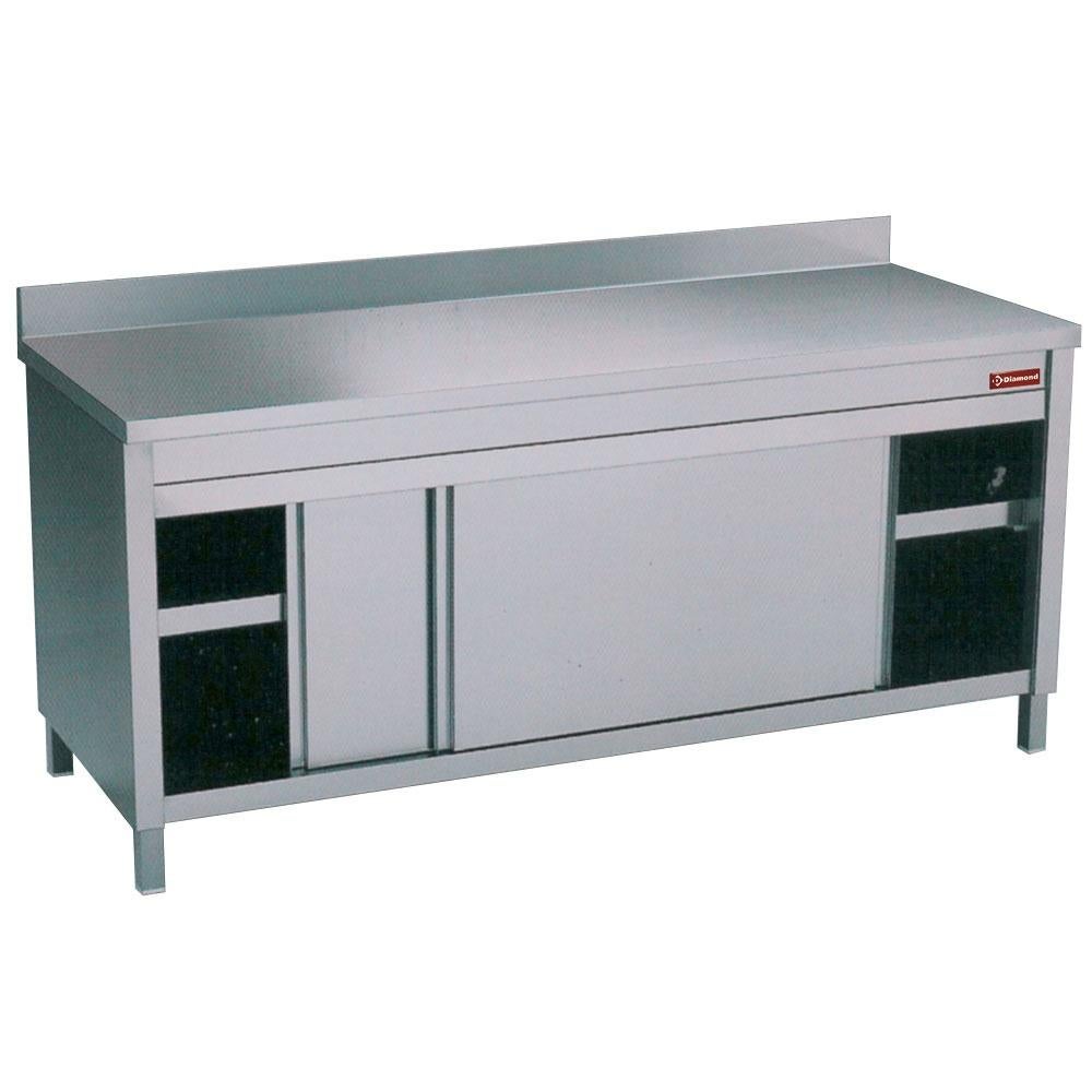 Table inox avec armoire & portes coulissantes – Modèle pro, Envoi, Neuf