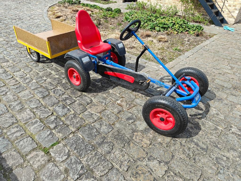 BERG Go-Kart met duostoel + zelfgemaakte aanhangwagen, Ophalen, Gebruikt, Berg, Duozit