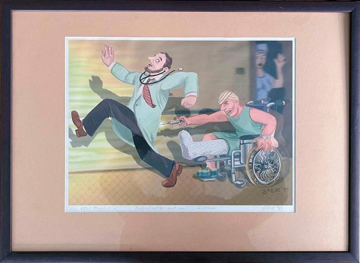 Originele Cartoon Steve Michiels, Antiek en Kunst, Kunst | Tekeningen en Fotografie, Ophalen of Verzenden