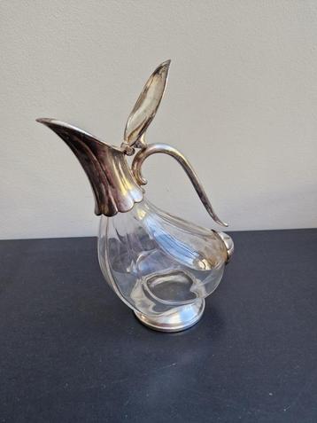  Kristallen Glazen Karaf Metaal Verzilverd Eend  beschikbaar voor biedingen