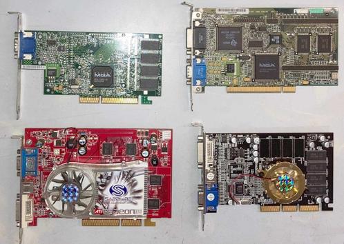 4 videokaarten, MATROX, ATI, QDi, verschillende aansluitinge, Computers en Software, Videokaarten, Gebruikt, Overige chipsets
