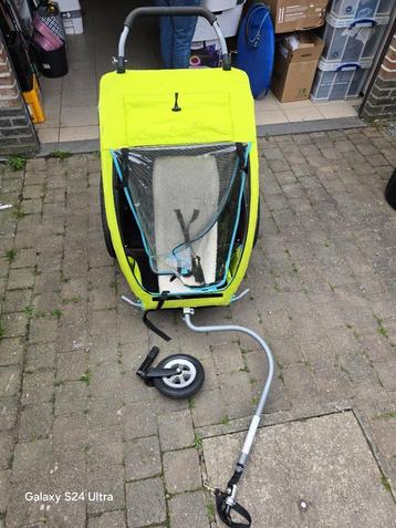 vidaXL Fietstrailer en kinderwagen 2-in-1 zwart en  geel beschikbaar voor biedingen