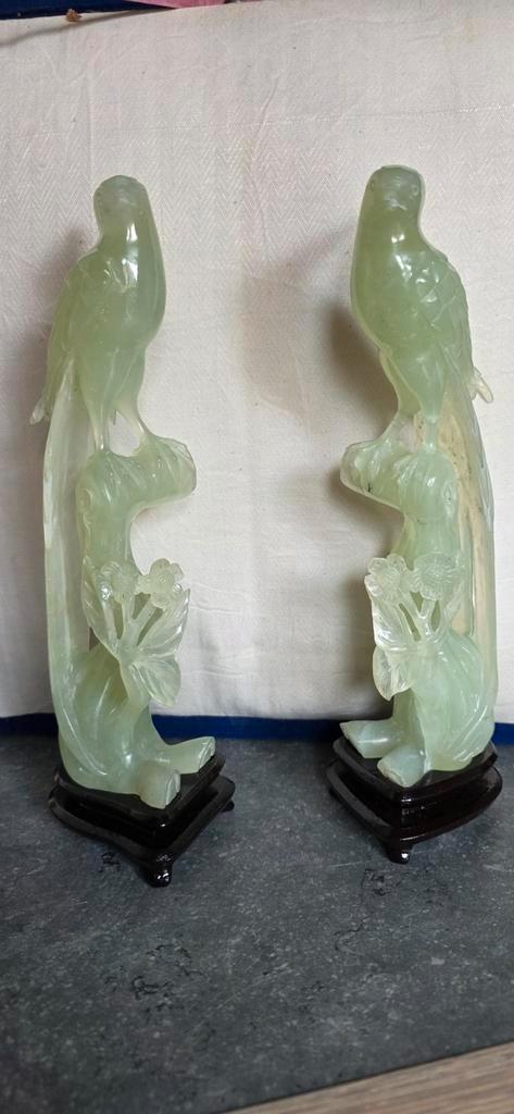Chinese jade koppel vogeltjes, Antiek en Kunst, Kunst | Beelden en Houtsnijwerken, Ophalen of Verzenden