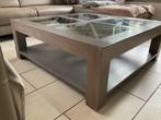 Salontafel - vierkant, met glas -, Huis en Inrichting, Tafels | Salontafels, Ophalen, Gebruikt, Glas, Vierkant