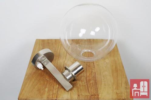 Wandlamp met Glazen Bal, Huis en Inrichting, Lampen | Wandlampen, Gebruikt, Glas, Metaal, Ophalen of Verzenden