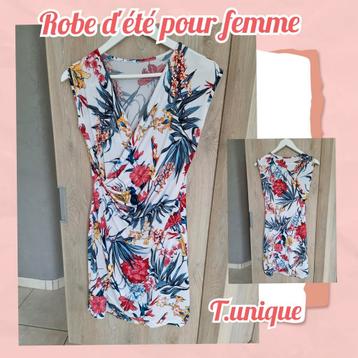 Robe d'été pour femme-fleuri-T.unique