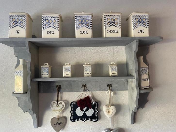 Etagère vintage met bijhorende potten/verlaagde prijs!, Antiek en Kunst, Antiek | Keramiek en Aardewerk, Ophalen