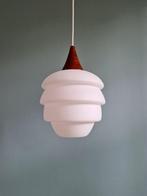 Scandinavische hanglamp van teakhout en opaline, Philips, Antiek en Kunst, Ophalen of Verzenden