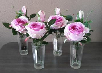 Lot / partij vaasjes met rozen kunstbloemen ( NIEUW ) beschikbaar voor biedingen