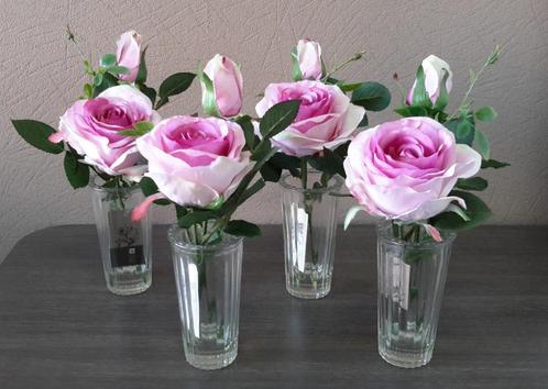 Lot / partij vaasjes met rozen kunstbloemen ( NIEUW ), Huis en Inrichting, Woonaccessoires | Kunstplanten en Kunstbloemen, Nieuw