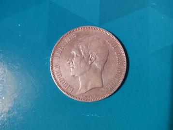 België 5 frank zilver Leopold I blootshoofds 1865 / 55 !!! beschikbaar voor biedingen