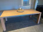 Eettafel eik wit gebrusht L210xB100xH77, Ophalen, Gebruikt, 100 tot 150 cm, 200 cm of meer