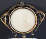 Antieke memorybroche in ormolu, Art Nouveau-stijl Alle, Ophalen of Verzenden, Brons