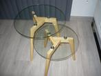 2 design bijzettafels, Ophalen, Zo goed als nieuw, Rond, Glas