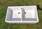 Dubbele witte stenen wasbak, Doe-het-zelf en Bouw, Sanitair, Ophalen, Gebruikt, Steen, Wastafel