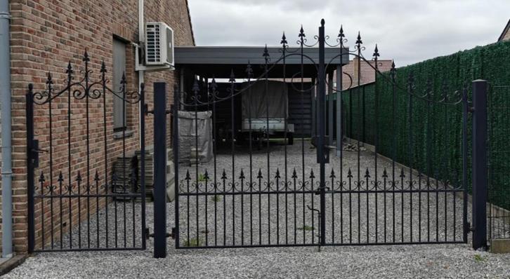 Inrit poort ijzer, Tuin en Terras, Tuinhekken en Hekwerk, Gebruikt, Sierhekwerk, IJzer, Met poort, Ophalen