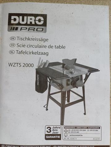 
scie circulaire de table DURO PRO WZTS 2000. 
 beschikbaar voor biedingen