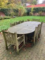 Tuinset teak met 8 stoelen, Tuin en Terras, Ophalen, Zo goed als nieuw, Tuinset