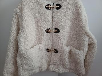 NIEUW Wit teddy jasje van ZARA, Blanc, Taille 42/44 (L), Neuf, Envoi