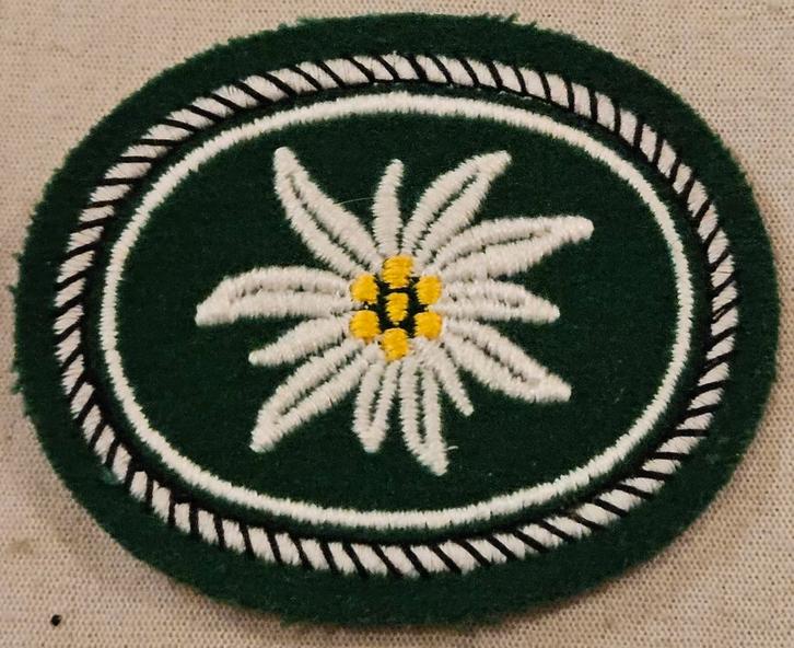 Patch edelweiss Duitse Gebirgsjäger, Verzamelen, Militaria | Algemeen, Ophalen of Verzenden