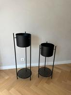 Zwarte metalen plantenbakken, Tuin en Terras, Ophalen, Gebruikt, Binnen, Metaal