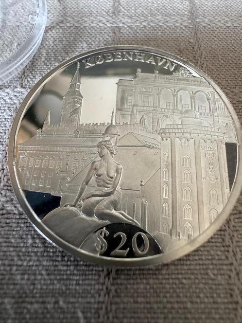 Zilveren Munt 20 Dollar Liberië 2000 Copenhagen (240), Postzegels en Munten, Munten | Afrika, Losse munt, Zilver, Ophalen of Verzenden