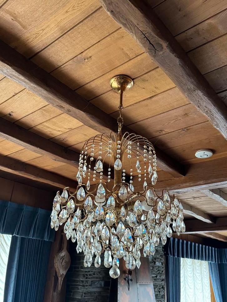 Kristallen kroonluchter / luster – vintage, in goede staat, Huis en Inrichting, Lampen | Kroonluchters, Ophalen