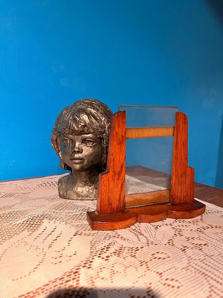 Vintage fotokader, houten kader met glas klein kadertje, Antiek en Kunst, Curiosa en Brocante, Ophalen of Verzenden