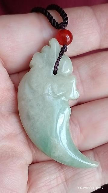 Pendentif porte-bonheur en jade sculpté avec certificat 