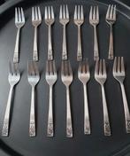 Set van 14 vintage roestvrijstalen vorken met rozenpatroon i, Ophalen of Verzenden