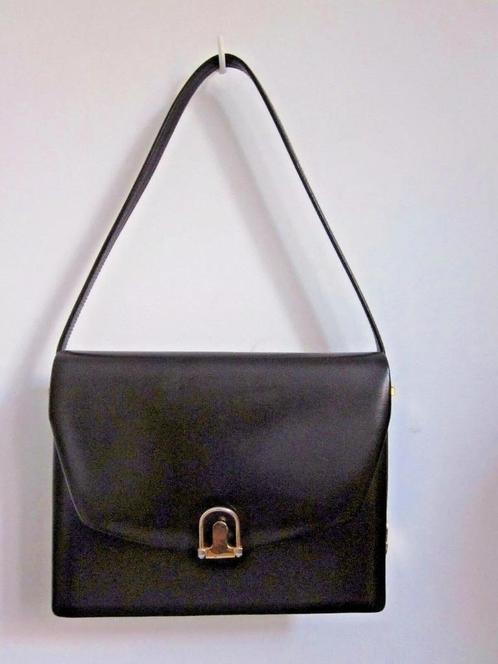 Handtas Prachtige vintage leren handtas uit 1980 TBE, Handtassen en Accessoires, Tassen | Damestassen, Handtas, Zwart, Ophalen of Verzenden