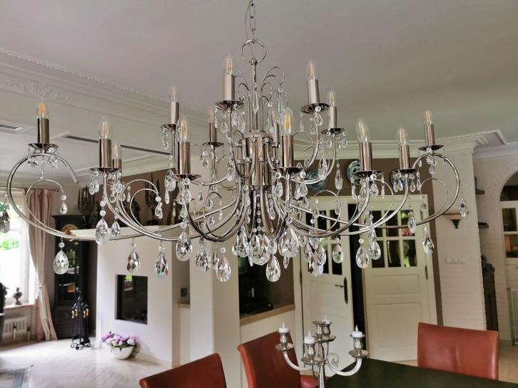 Prachtige Design kroonluchter, Huis en Inrichting, Lampen | Kroonluchters, Zo goed als nieuw, Metaal, Overige materialen, Ophalen