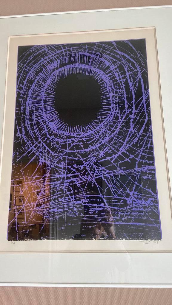Litho - Abstract kunstwerk van Maurice HACCURIA-1979, Antiquités & Art, Art | Peinture | Abstraite, Enlèvement