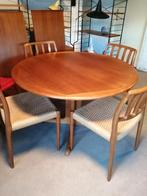 Deense retro jaren 60 uitschuifbare eettafel. Niels Moller., Huis en Inrichting, Ophalen, Gebruikt, 100 tot 150 cm, Teakhout