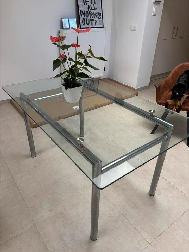 Glazen tafel, Huis en Inrichting, Tafels | Eettafels, Zo goed als nieuw, Glas, Ophalen