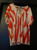 Witte blouse met oranje patronen, Kleding | Dames, Blouses en Tunieken, Verzenden, Maat 46/48 (XL) of groter, Oranje, Zo goed als nieuw