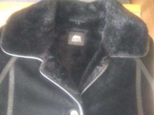 lederen jas - mouton retourné - zwart, Kleding | Dames, Jassen | Winter, Zo goed als nieuw, Zwart, Ophalen of Verzenden