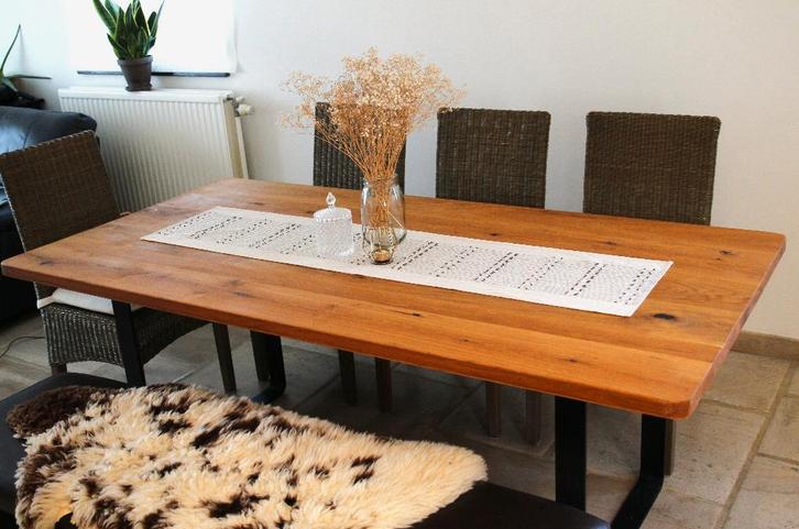 Table À Manger - Bois / Métal 200x100cm., Maison & Meubles, Tables | Tables à manger, Utilisé, 50 à 100 cm, 150 à 200 cm, Cinq personnes ou plus