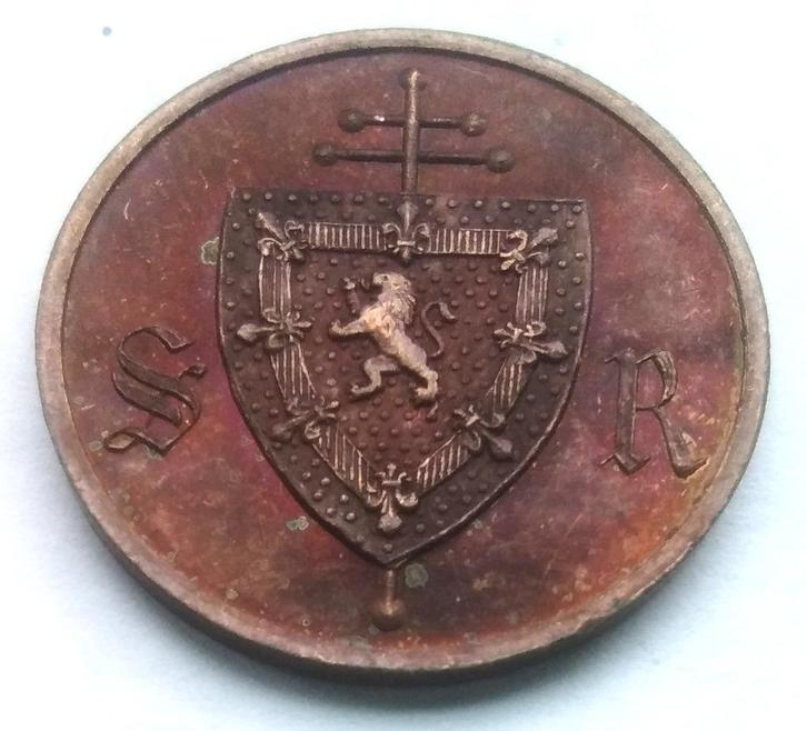 (oksaal) penning 1888 50 ct sint rumoldus rombouts mechelen, Postzegels en Munten, Penningen en Medailles, Overige materialen