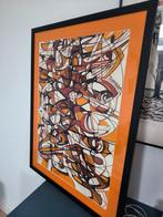 Professioneel ingekaderd kleurrijk schilderij van Lanzarote, Ophalen of Verzenden