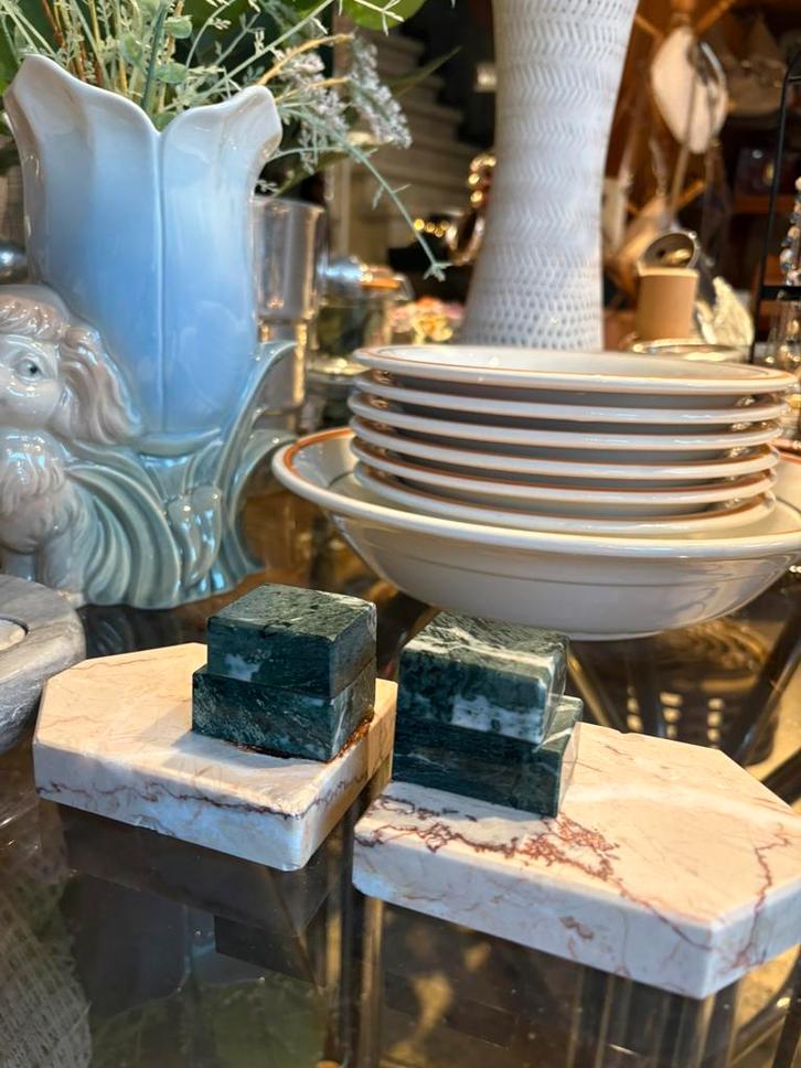 Vintage marmer boekensteunen, Antiek en Kunst, Curiosa en Brocante, Ophalen of Verzenden