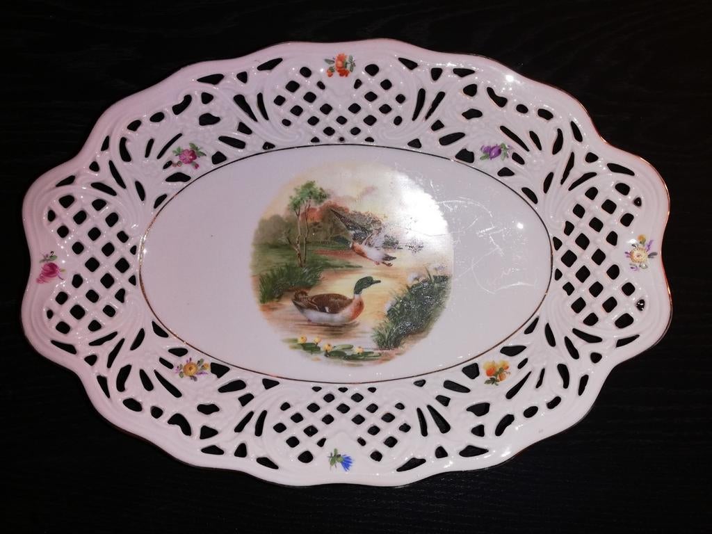 CADEAU-IDEE! Antieke porseleinen broodmand, Antiek en Kunst, Antiek | Schalen, Ophalen of Verzenden