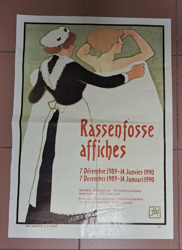 Affiche Horta Museum voorstelling 1989 Rassenfosse, Verzamelen, Posters, Gebruikt, Reclame, Ophalen of Verzenden