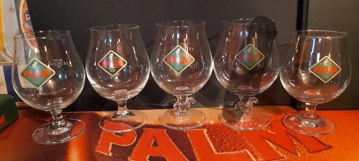 Palm bolglazen met ruit en gele omkadering 4stuk, Verzamelen, Biermerken, Zo goed als nieuw, Palm, Ophalen of Verzenden