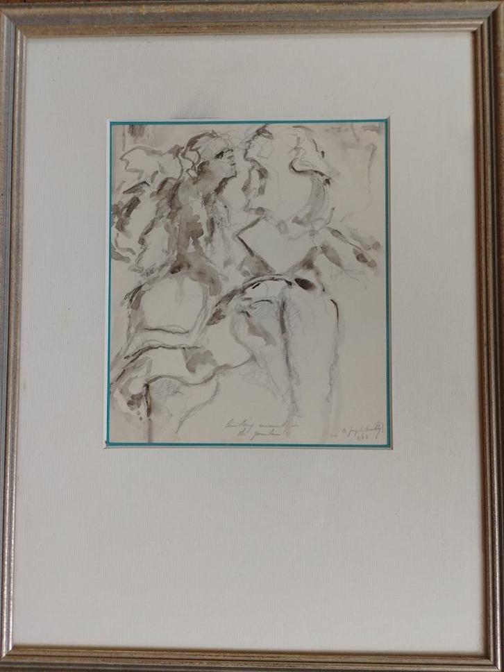 Joseph Mathy  Personage  Houtskool / Inkt, Antiquités & Art, Art | Dessins & Photographie, Envoi