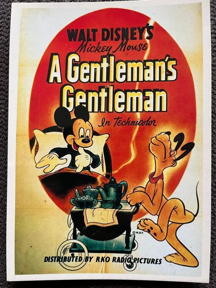 Postkaart Disney Mickey Mouse 'A Gentleman's Gentleman', Verzamelen, Disney, Zo goed als nieuw, Plaatje of Poster, Mickey Mouse
